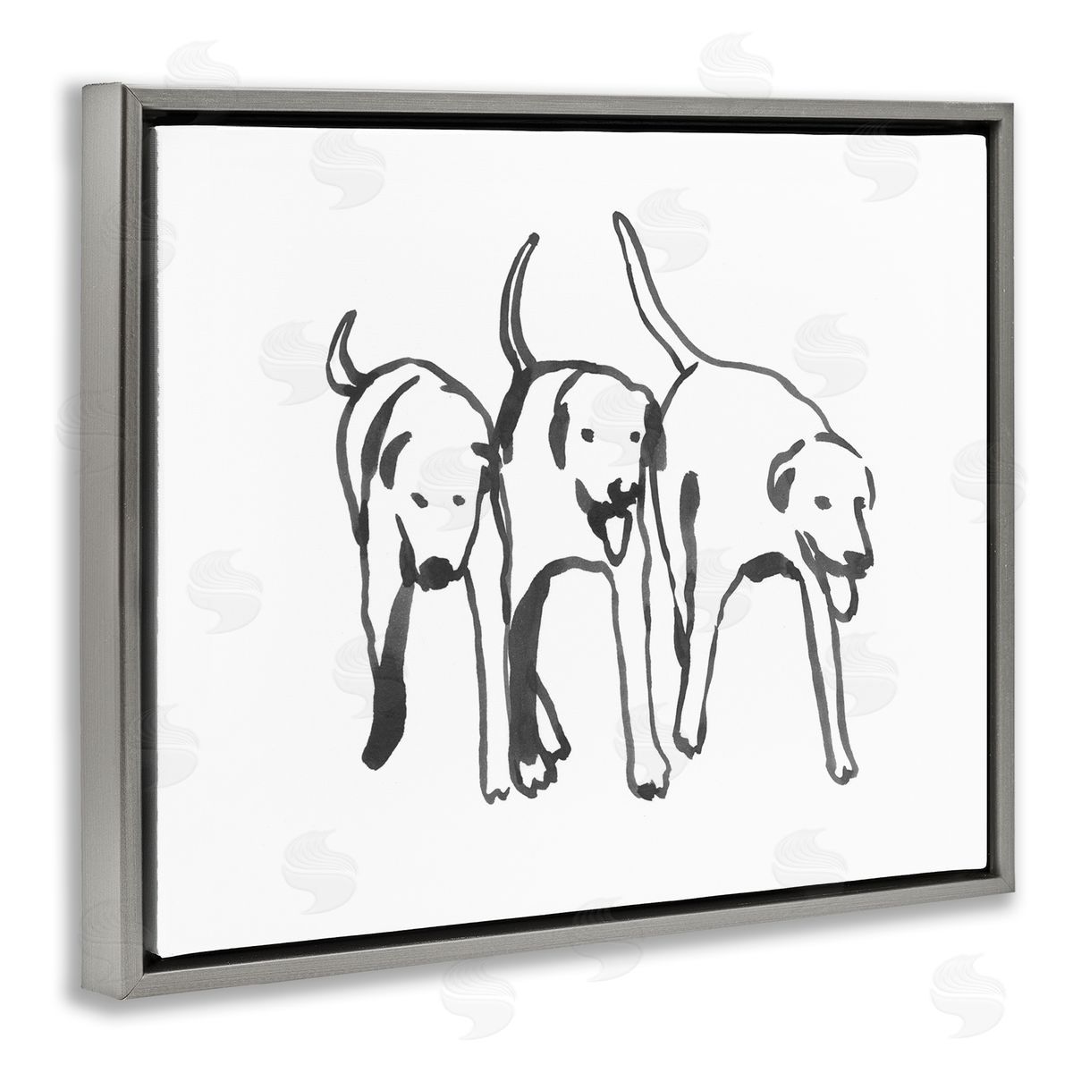 Emma Caroline Dog Trio Outline Minimal Black White Pets