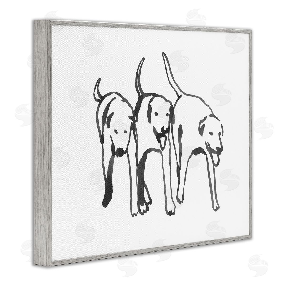 Emma Caroline Dog Trio Outline Minimal Black White Pets