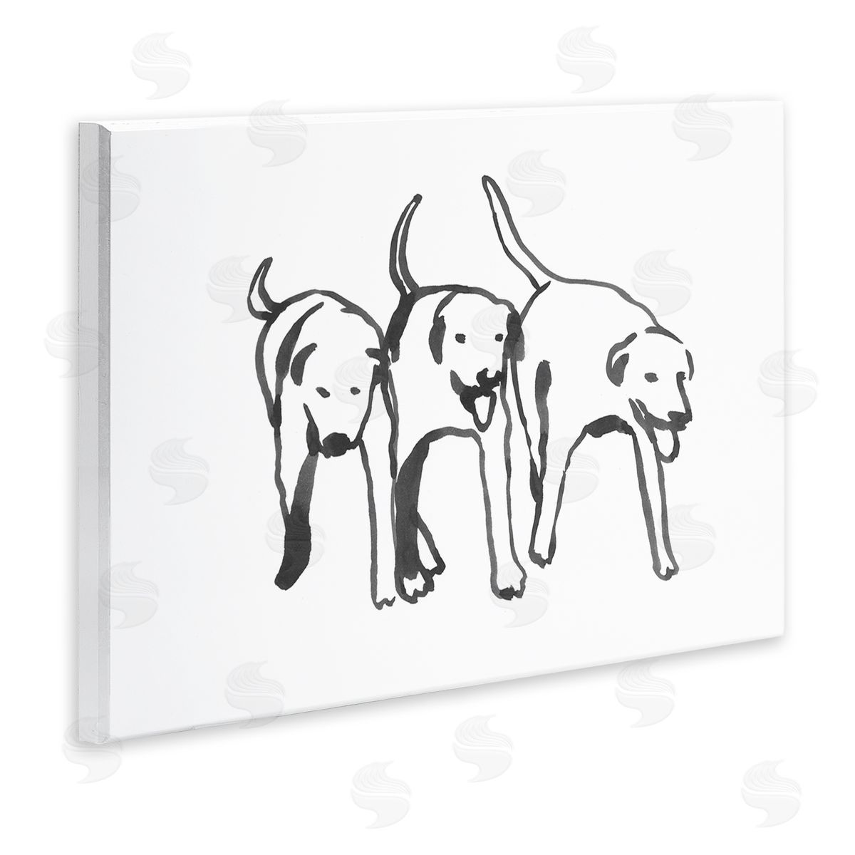 Emma Caroline Dog Trio Outline Minimal Black White Pets