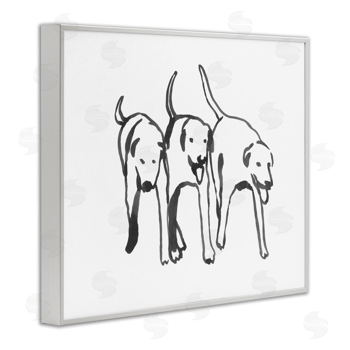 Emma Caroline Dog Trio Outline Minimal Black White Pets