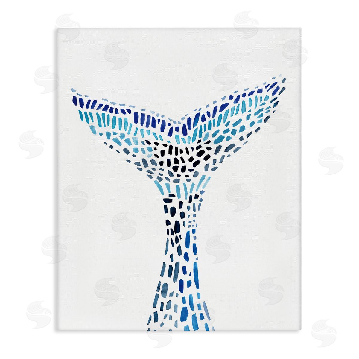 Annie Warren Abstract Nautical Fin Blue Geometric Block Pattern