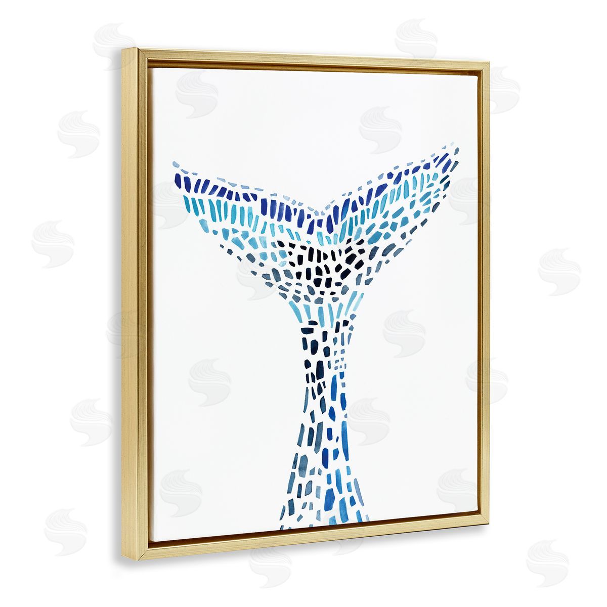 Annie Warren Abstract Nautical Fin Blue Geometric Block Pattern