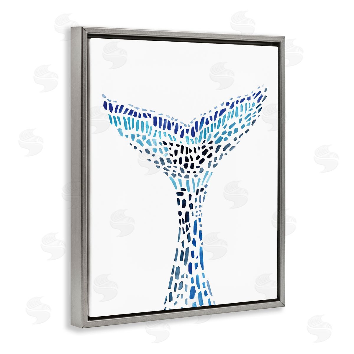 Annie Warren Abstract Nautical Fin Blue Geometric Block Pattern