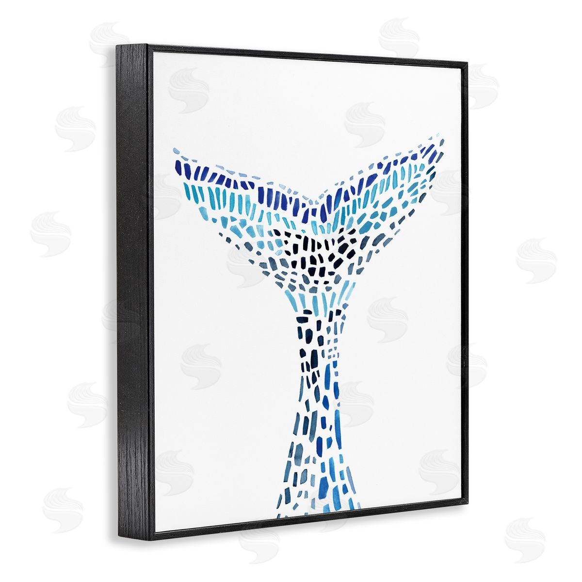 Annie Warren Abstract Nautical Fin Blue Geometric Block Pattern