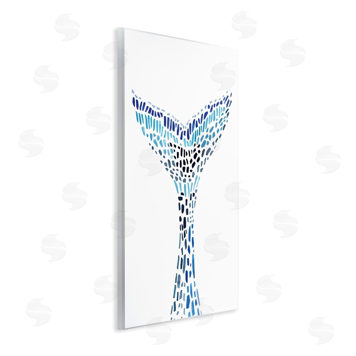 Annie Warren Abstract Nautical Fin Blue Geometric Block Pattern