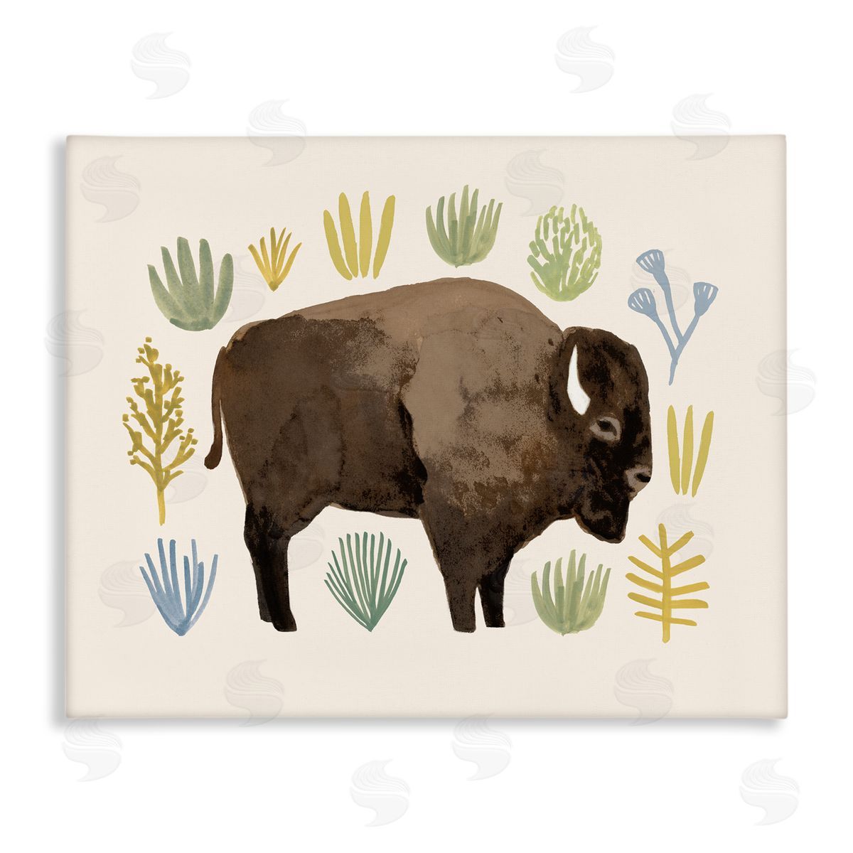 Victoria Barnes Terracotta Green Yellow Plants Brown Horned Buffalo