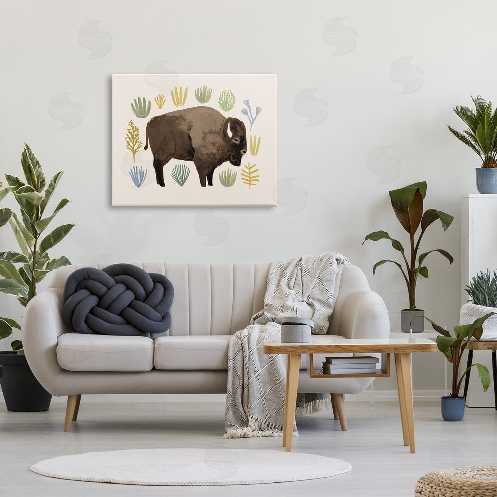 Victoria Barnes Terracotta Green Yellow Plants Brown Horned Buffalo