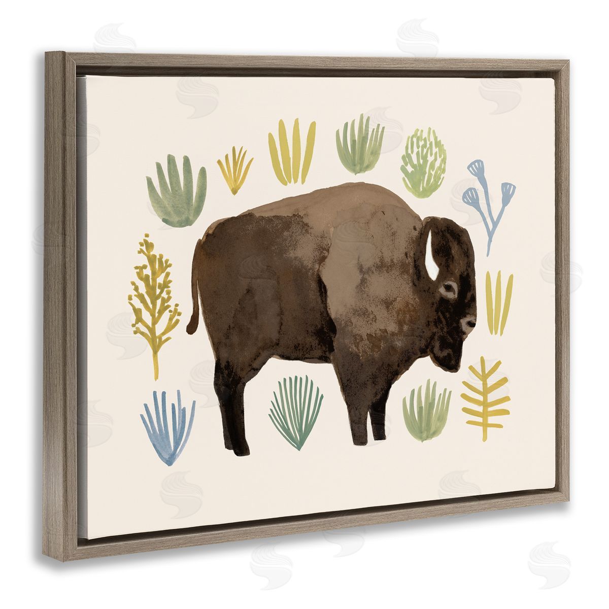 Victoria Barnes Terracotta Green Yellow Plants Brown Horned Buffalo