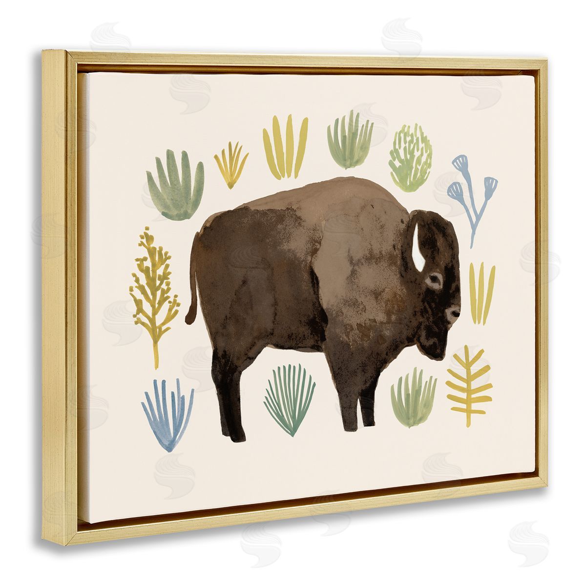 Victoria Barnes Terracotta Green Yellow Plants Brown Horned Buffalo