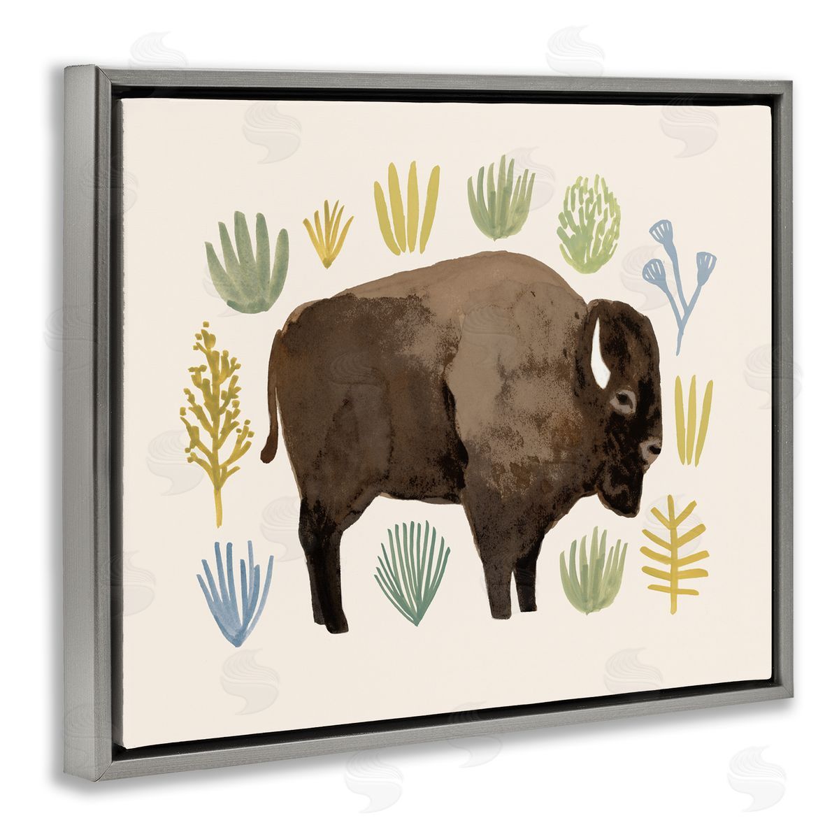 Victoria Barnes Terracotta Green Yellow Plants Brown Horned Buffalo