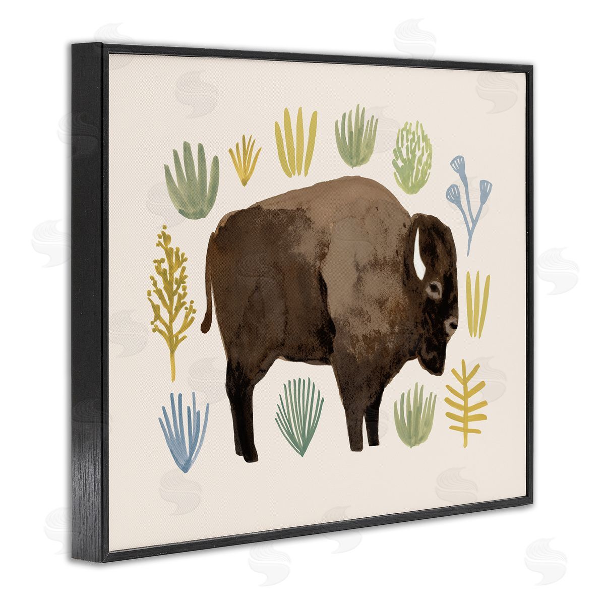 Victoria Barnes Terracotta Green Yellow Plants Brown Horned Buffalo