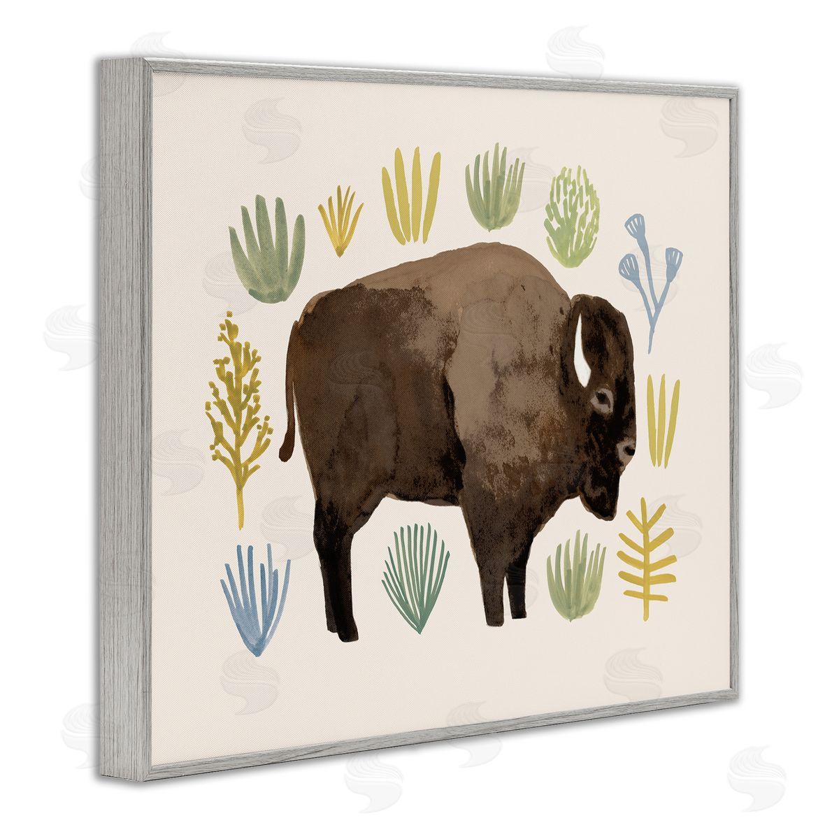 Victoria Barnes Terracotta Green Yellow Plants Brown Horned Buffalo
