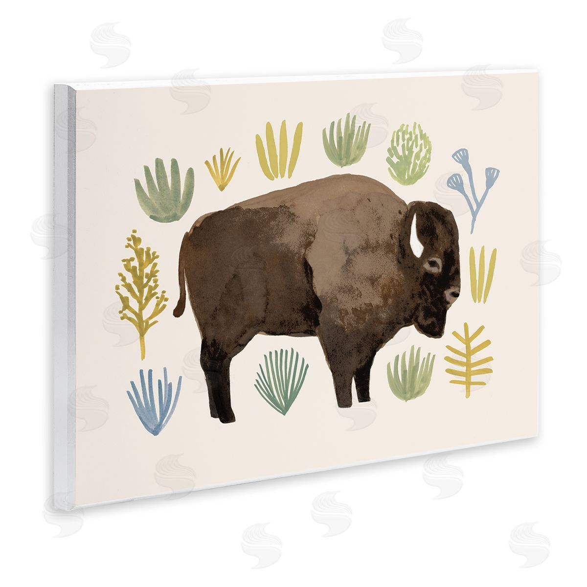 Victoria Barnes Terracotta Green Yellow Plants Brown Horned Buffalo