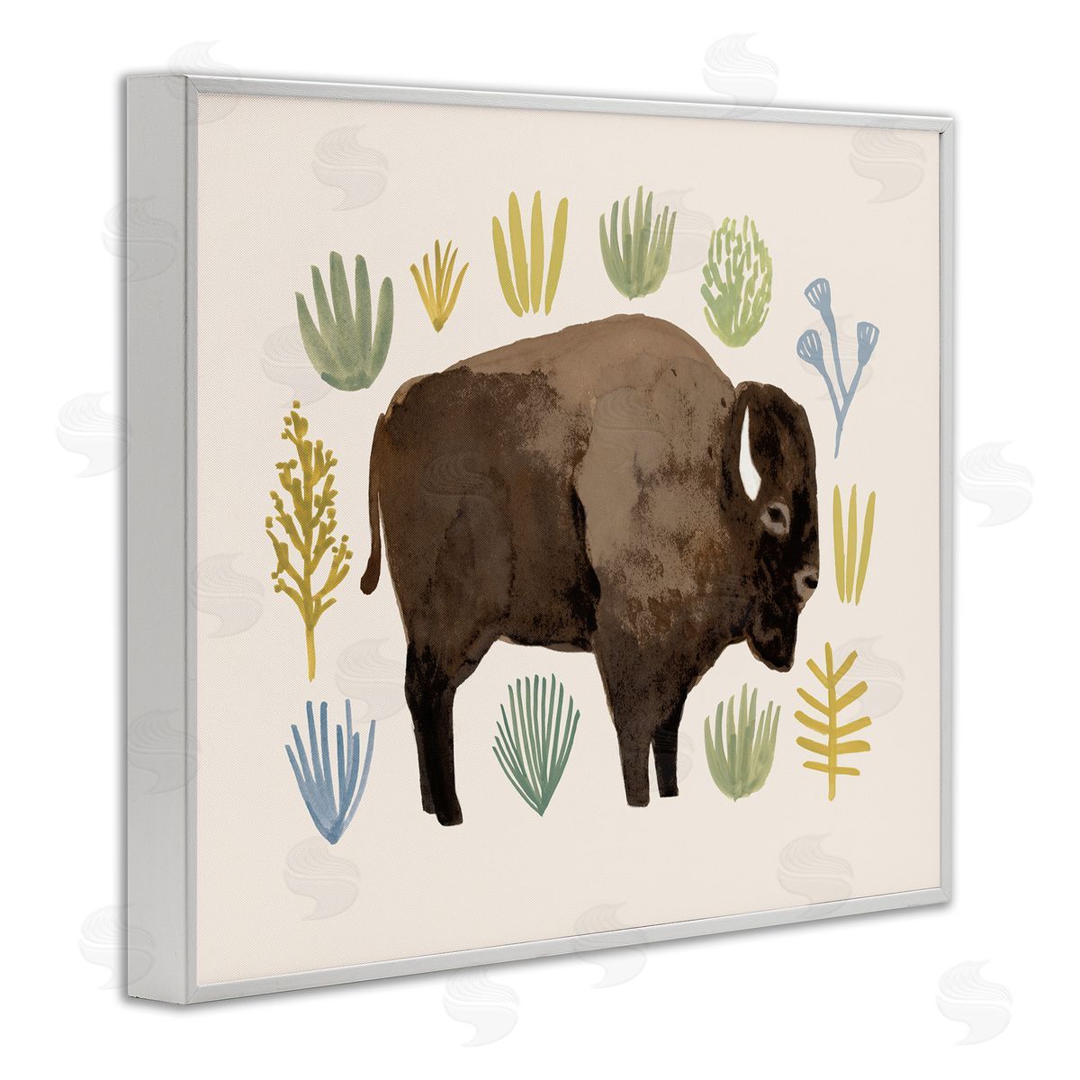 Victoria Barnes Terracotta Green Yellow Plants Brown Horned Buffalo
