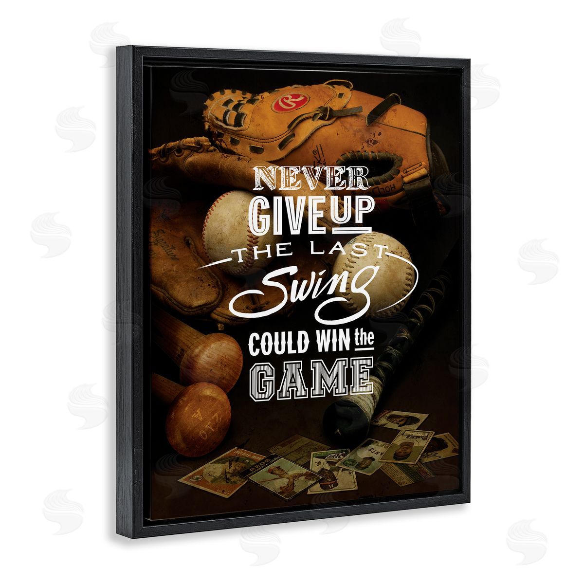 Art Licensing Studio Never Give Up Phrase Baseball Cards Glove Bat
