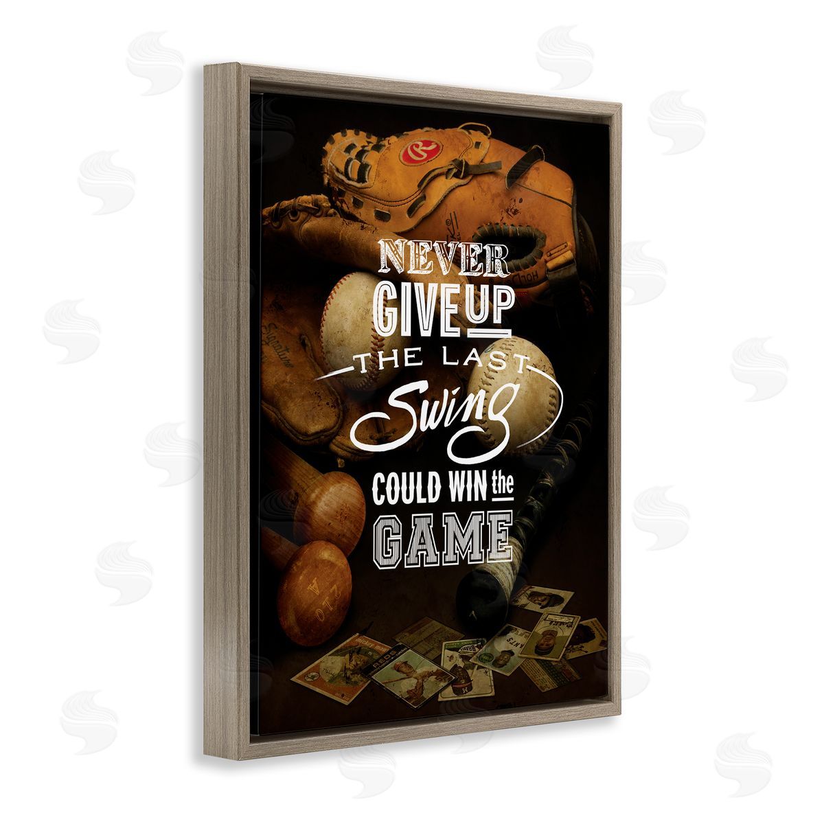 Art Licensing Studio Never Give Up Phrase Baseball Cards Glove Bat
