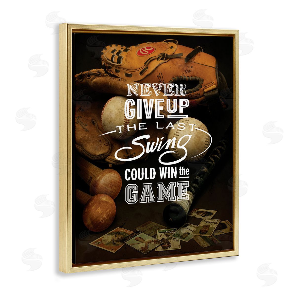 Art Licensing Studio Never Give Up Phrase Baseball Cards Glove Bat