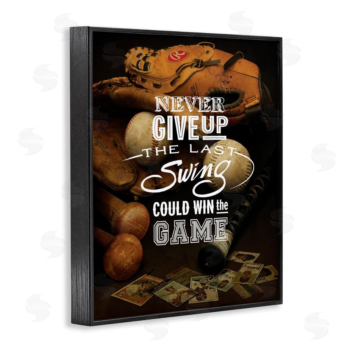 Art Licensing Studio Never Give Up Phrase Baseball Cards Glove Bat