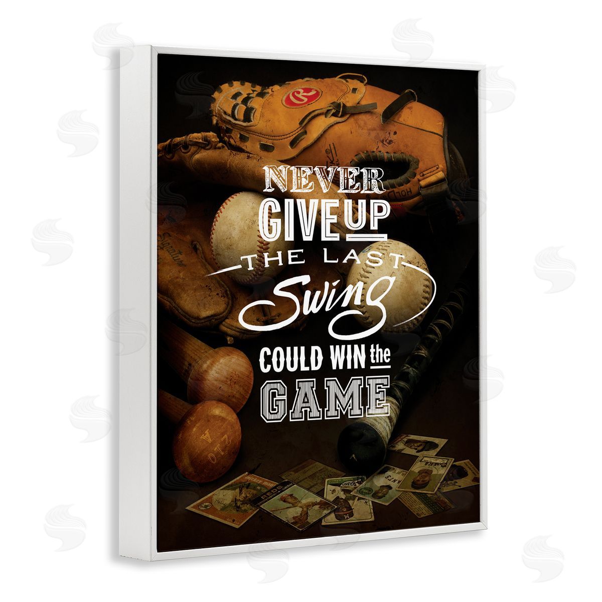 Art Licensing Studio Never Give Up Phrase Baseball Cards Glove Bat