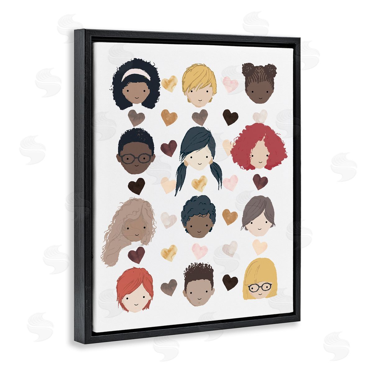 Erica Billups Smiling Children Diverse Multicultural Pink Brown Hearts