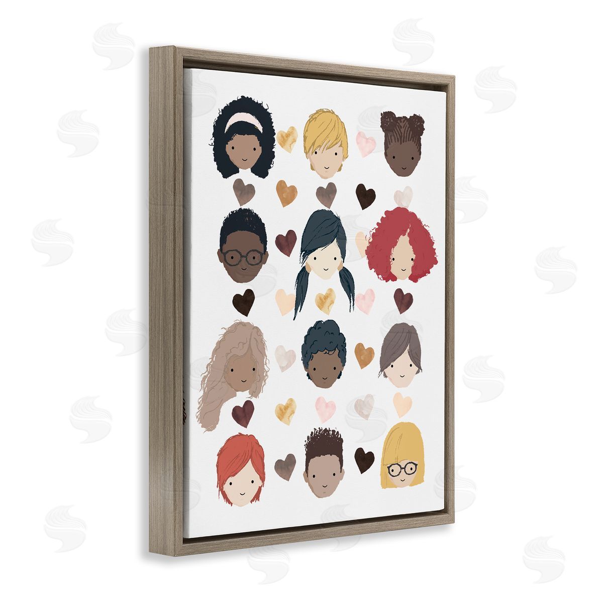 Erica Billups Smiling Children Diverse Multicultural Pink Brown Hearts