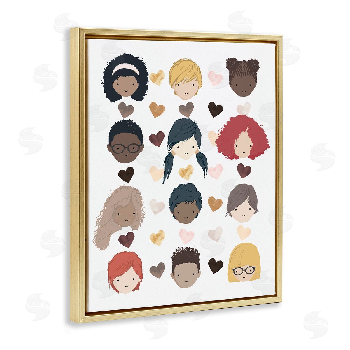 Erica Billups Smiling Children Diverse Multicultural Pink Brown Hearts