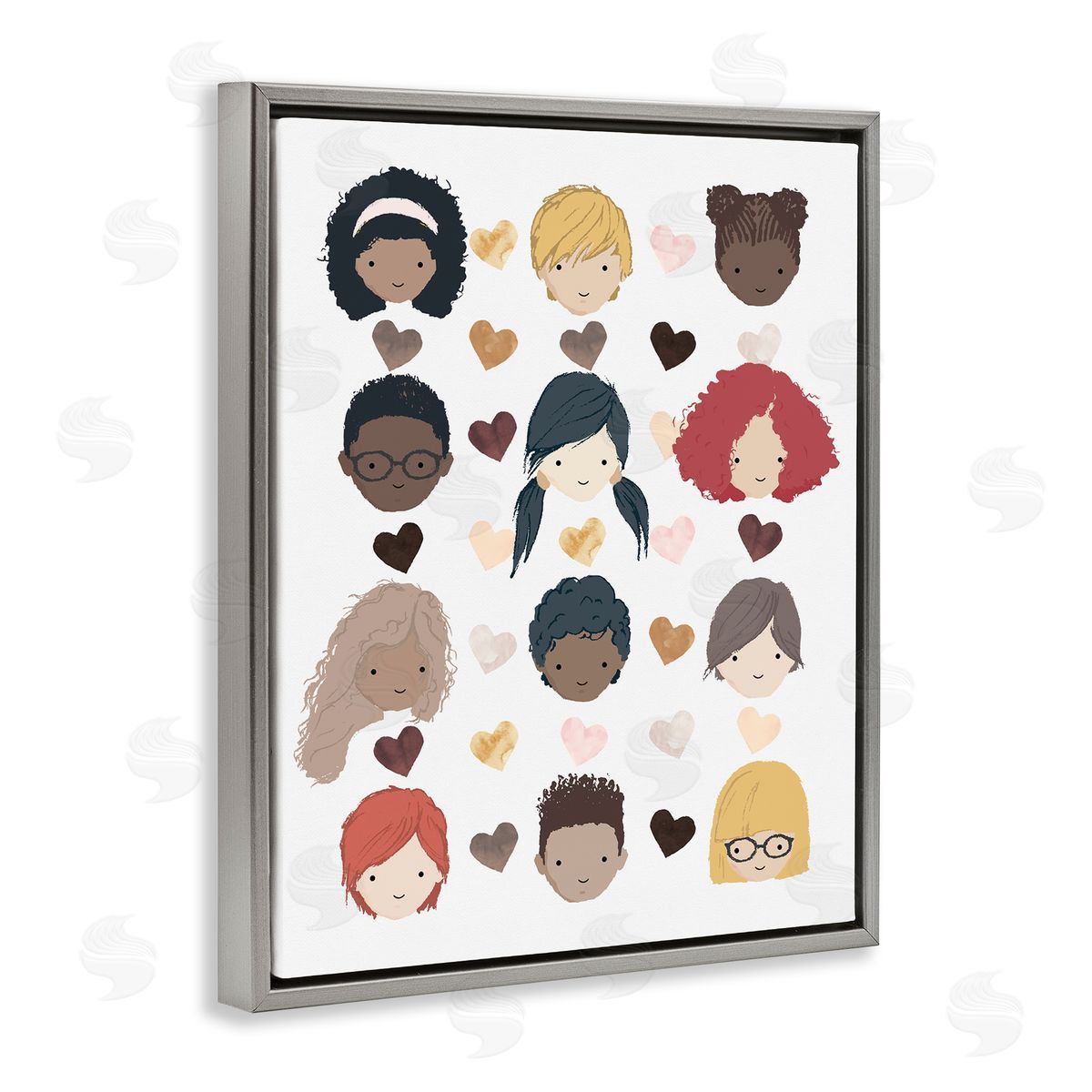 Erica Billups Smiling Children Diverse Multicultural Pink Brown Hearts