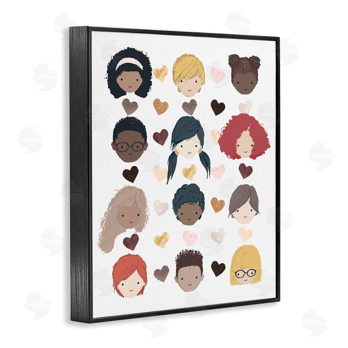 Erica Billups Smiling Children Diverse Multicultural Pink Brown Hearts