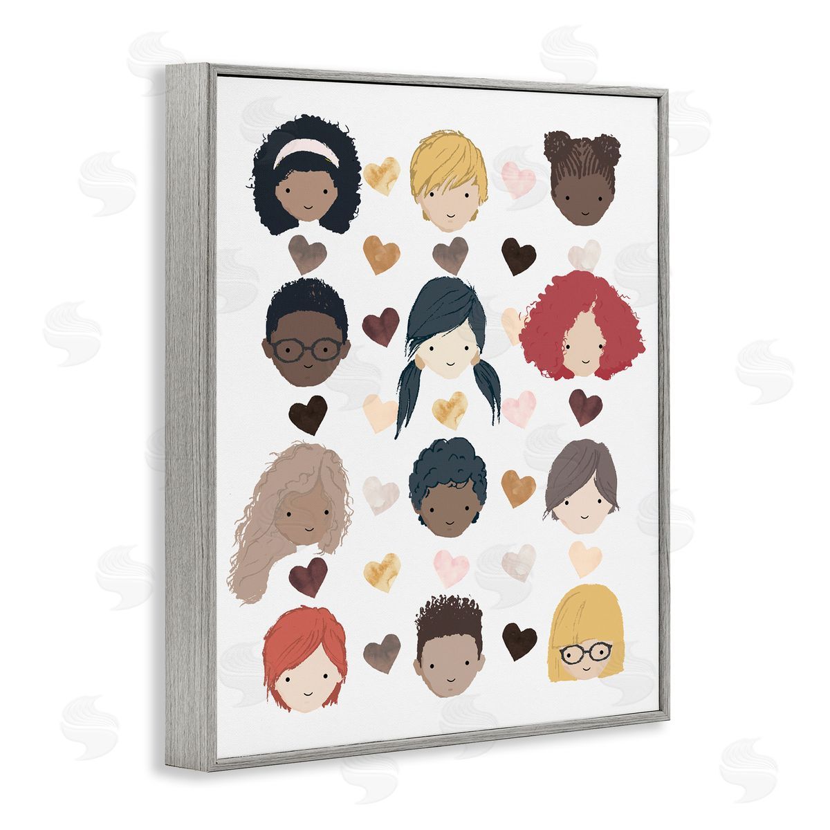 Erica Billups Smiling Children Diverse Multicultural Pink Brown Hearts