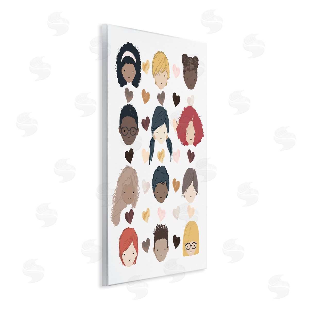 Erica Billups Smiling Children Diverse Multicultural Pink Brown Hearts