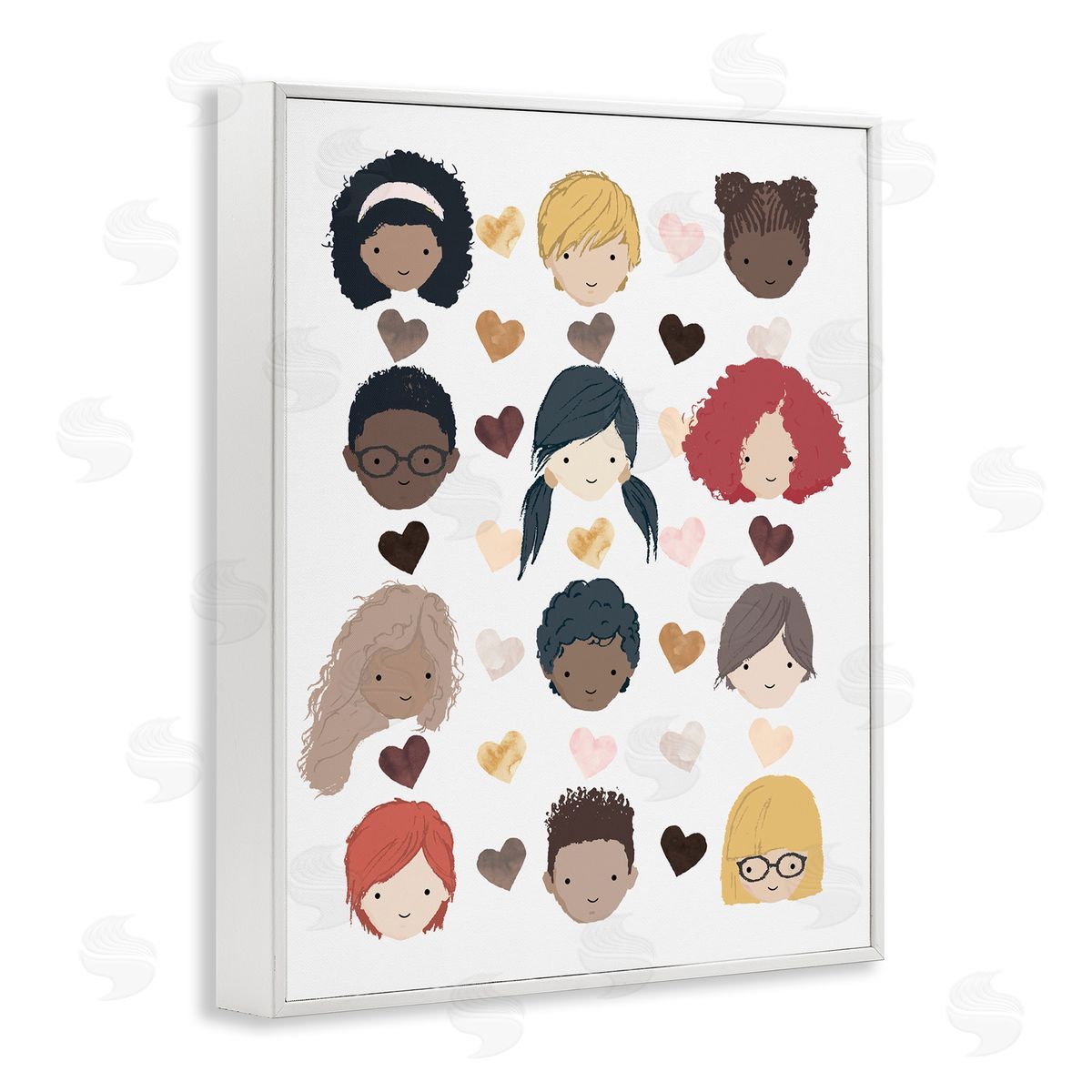 Erica Billups Smiling Children Diverse Multicultural Pink Brown Hearts