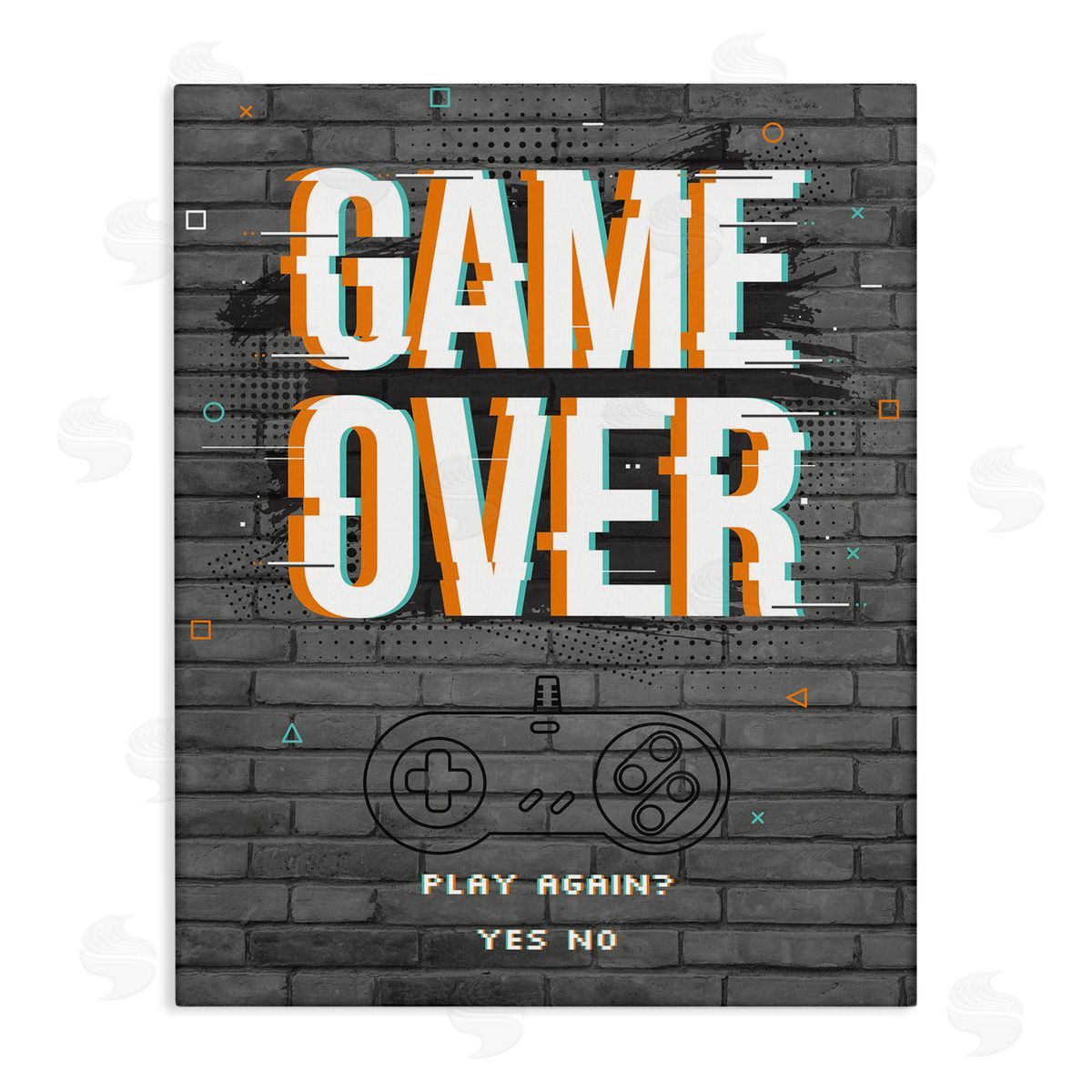 Angela Nickeas Game Over Gamer Phrase Retro Controller Brick Pattern