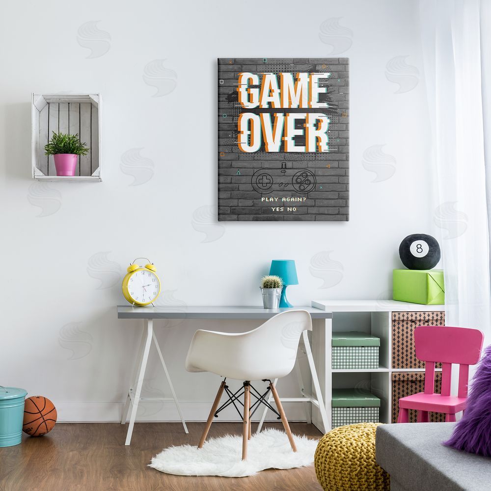 Angela Nickeas Game Over Gamer Phrase Retro Controller Brick Pattern