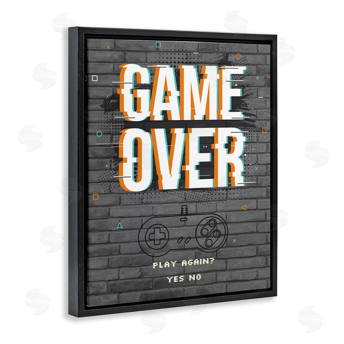 Angela Nickeas Game Over Gamer Phrase Retro Controller Brick Pattern