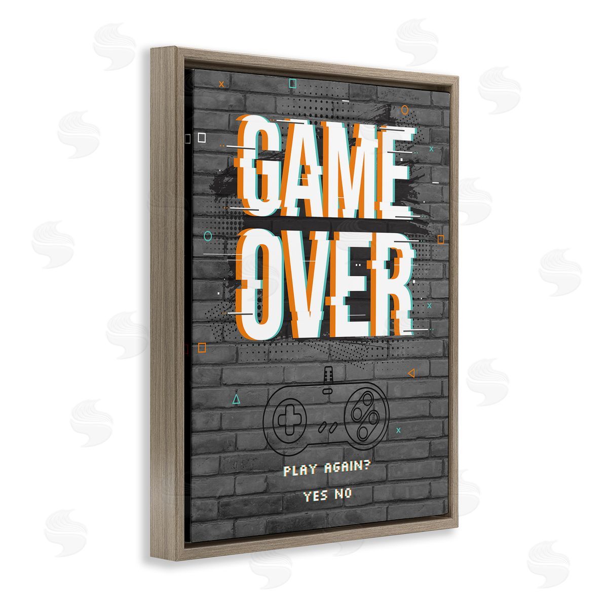 Angela Nickeas Game Over Gamer Phrase Retro Controller Brick Pattern