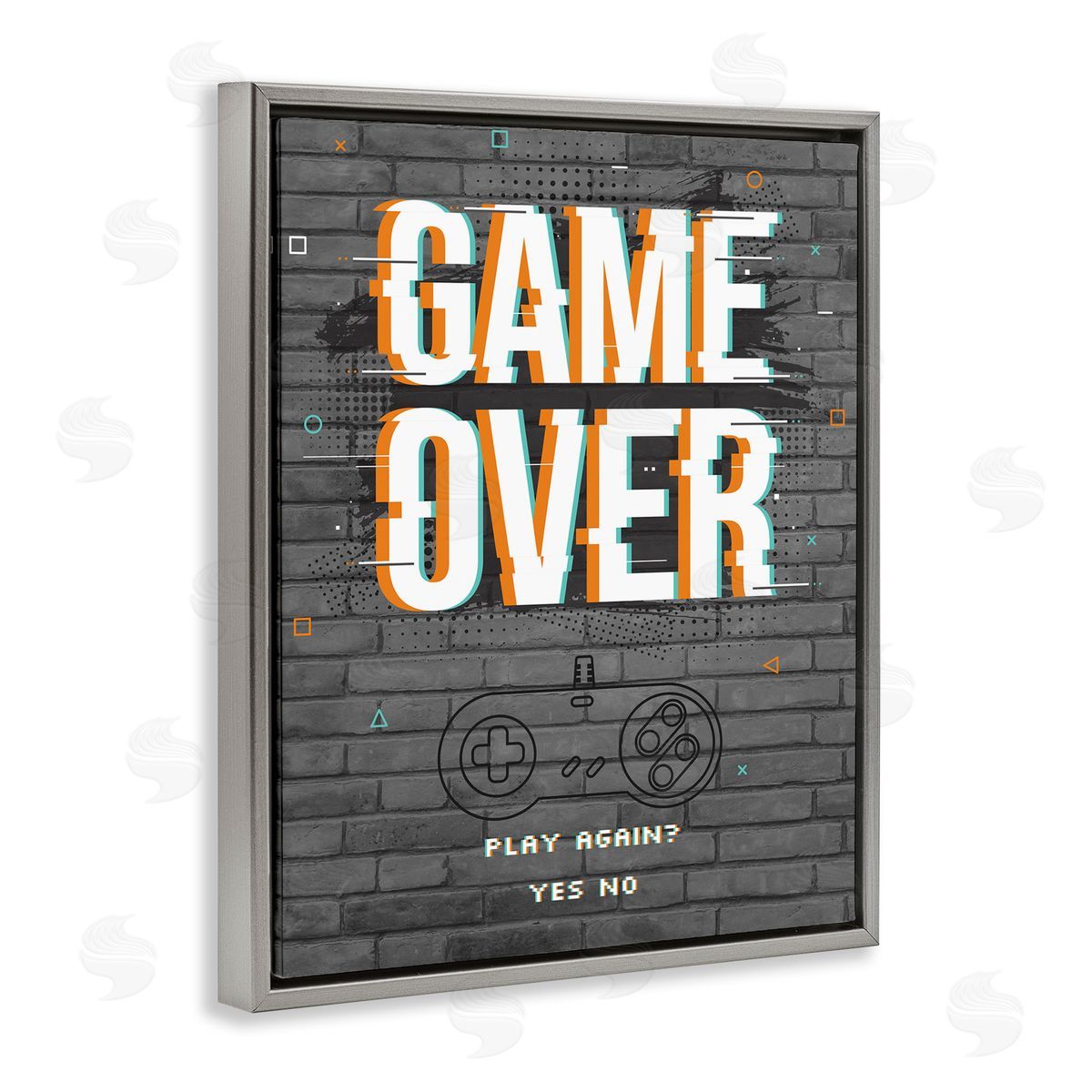 Angela Nickeas Game Over Gamer Phrase Retro Controller Brick Pattern