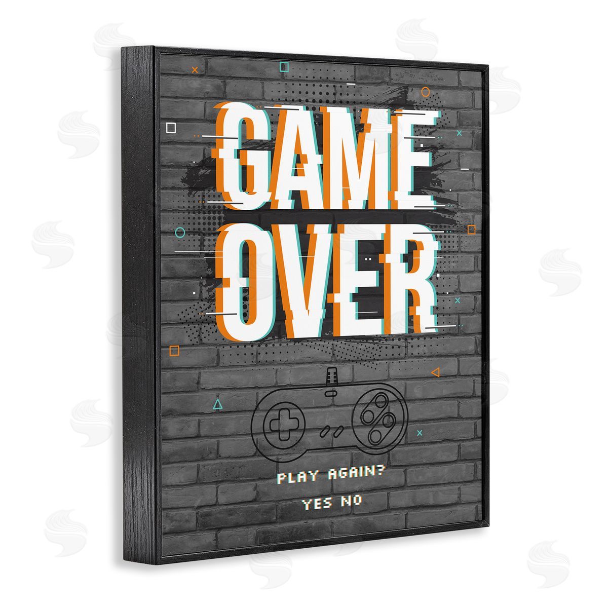 Angela Nickeas Game Over Gamer Phrase Retro Controller Brick Pattern