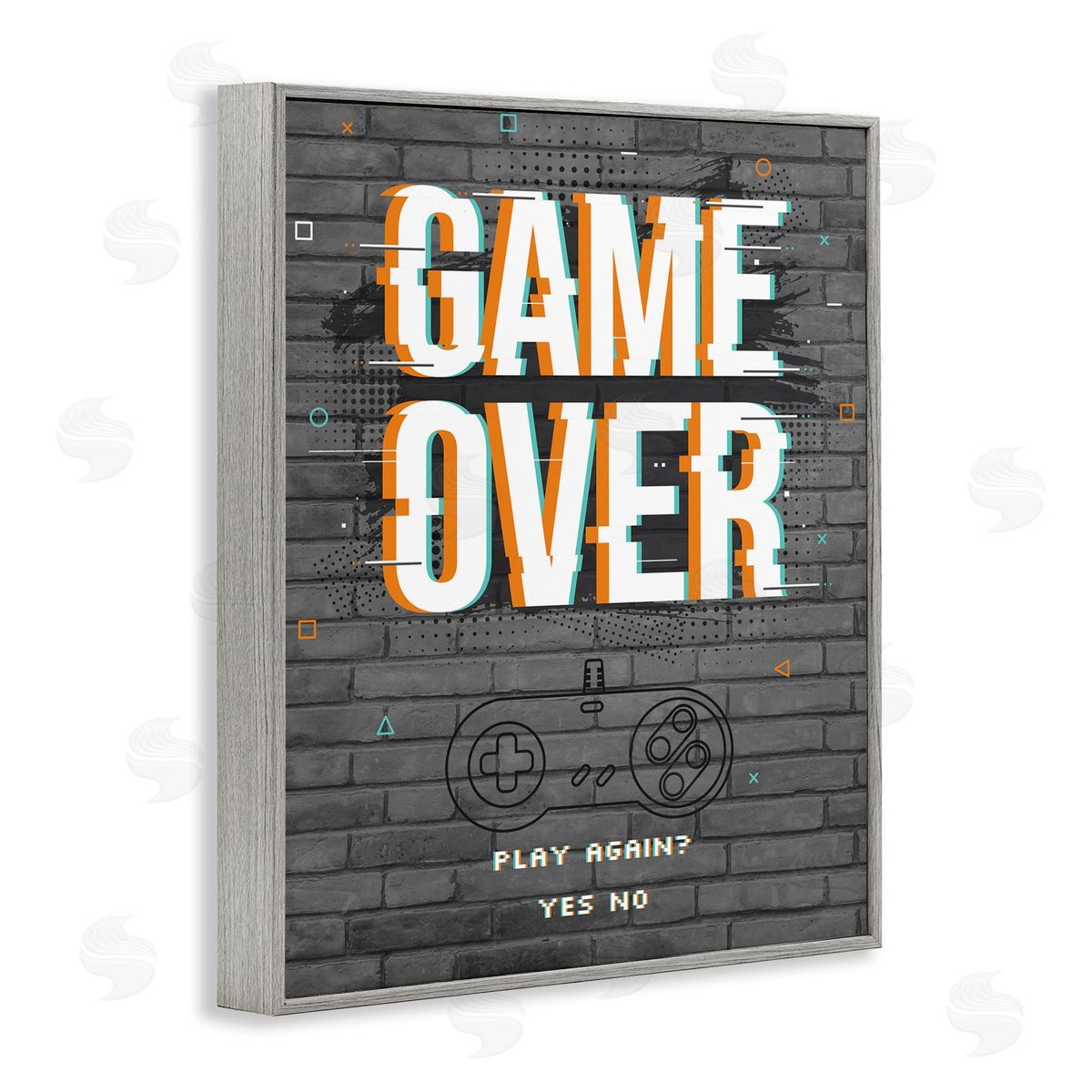 Angela Nickeas Game Over Gamer Phrase Retro Controller Brick Pattern
