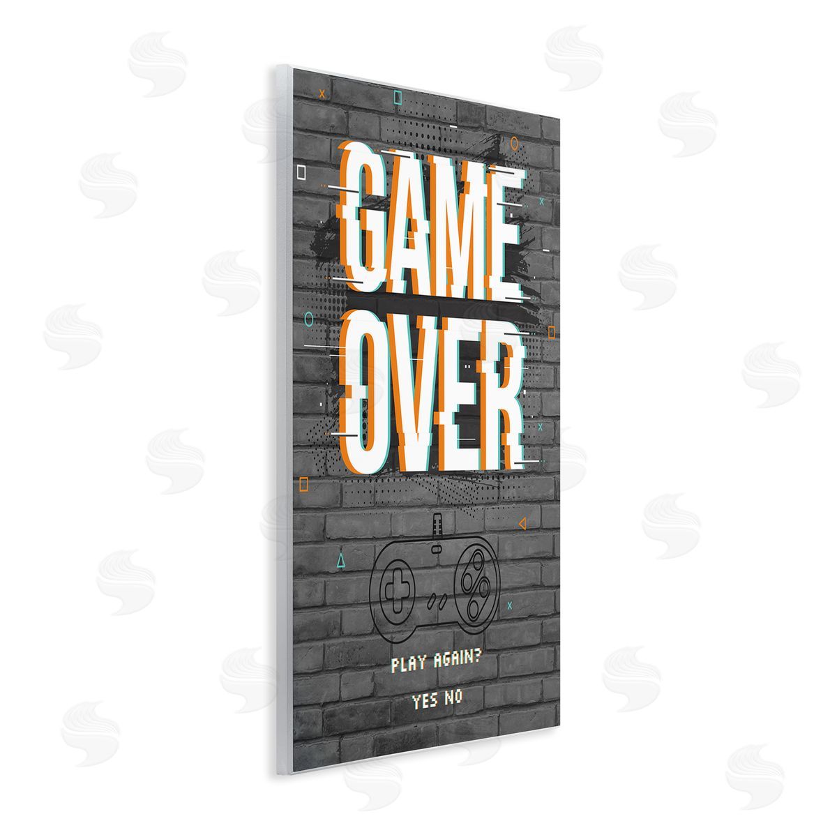Angela Nickeas Game Over Gamer Phrase Retro Controller Brick Pattern
