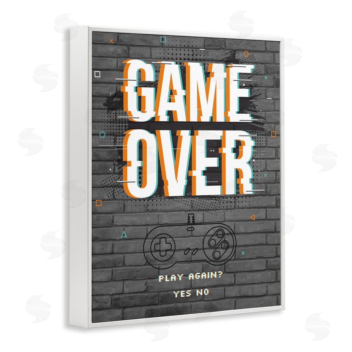 Angela Nickeas Game Over Gamer Phrase Retro Controller Brick Pattern