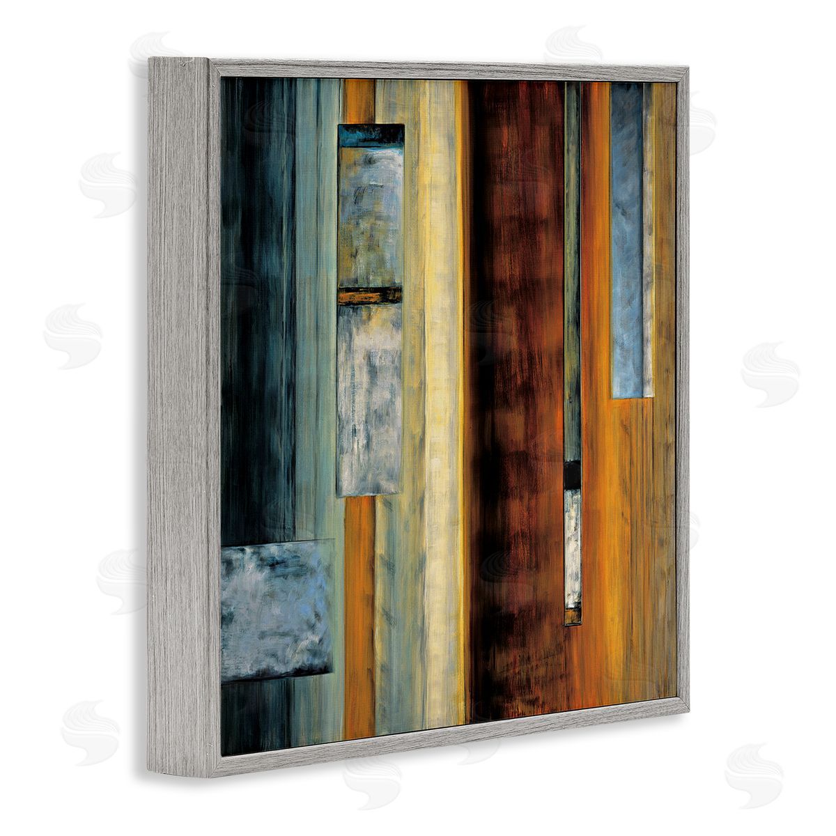 Aaron Summers Rustic Rectangular Abstraction Brown Orange Blue Gray Framed Glicee Wall Art Print