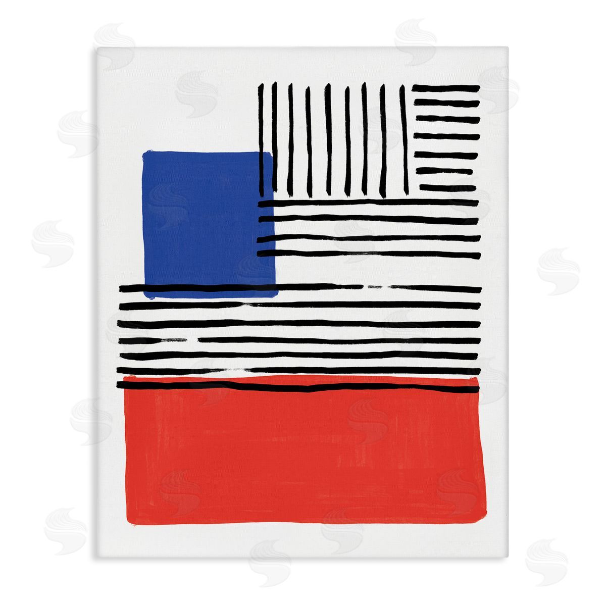 Alison Tauber Abstract Geometric Red Blue Blocks Bold Lines