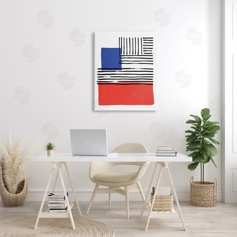 Alison Tauber Abstract Geometric Red Blue Blocks Bold Lines