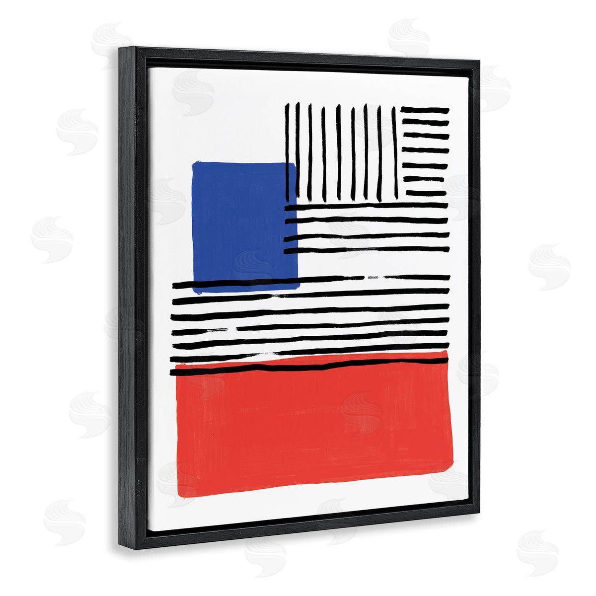 Alison Tauber Abstract Geometric Red Blue Blocks Bold Lines