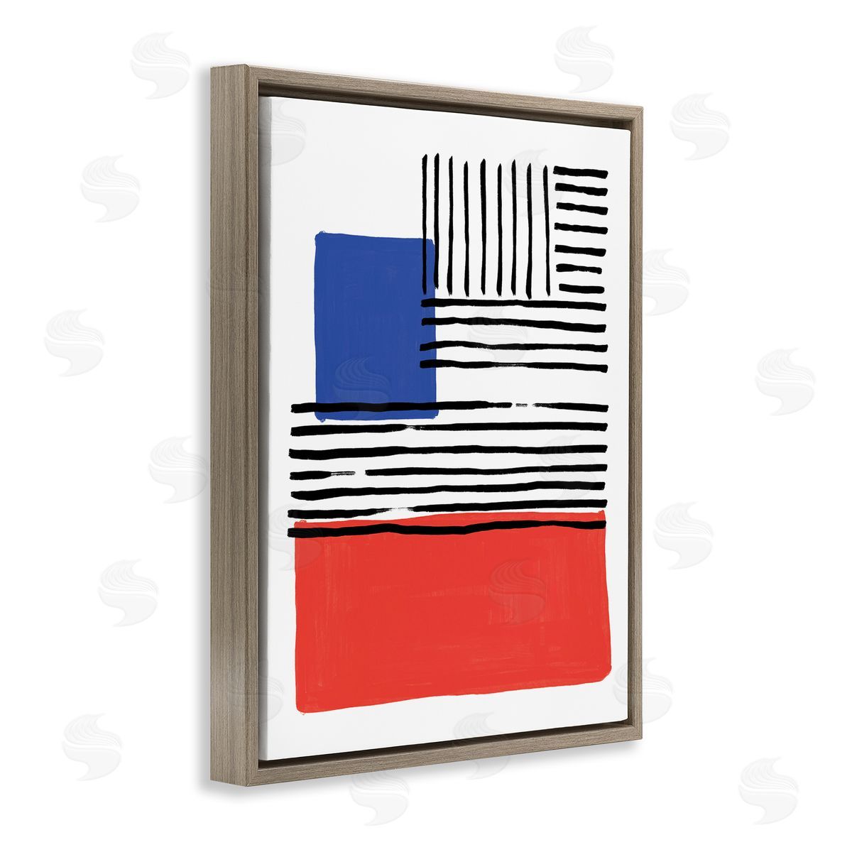 Alison Tauber Abstract Geometric Red Blue Blocks Bold Lines