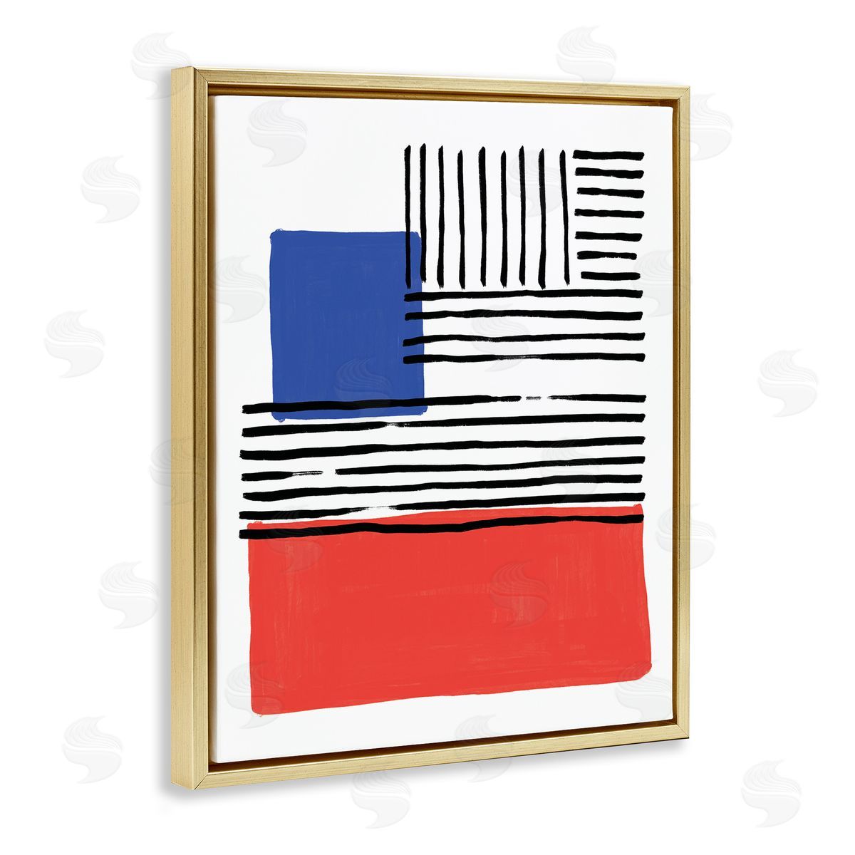 Alison Tauber Abstract Geometric Red Blue Blocks Bold Lines