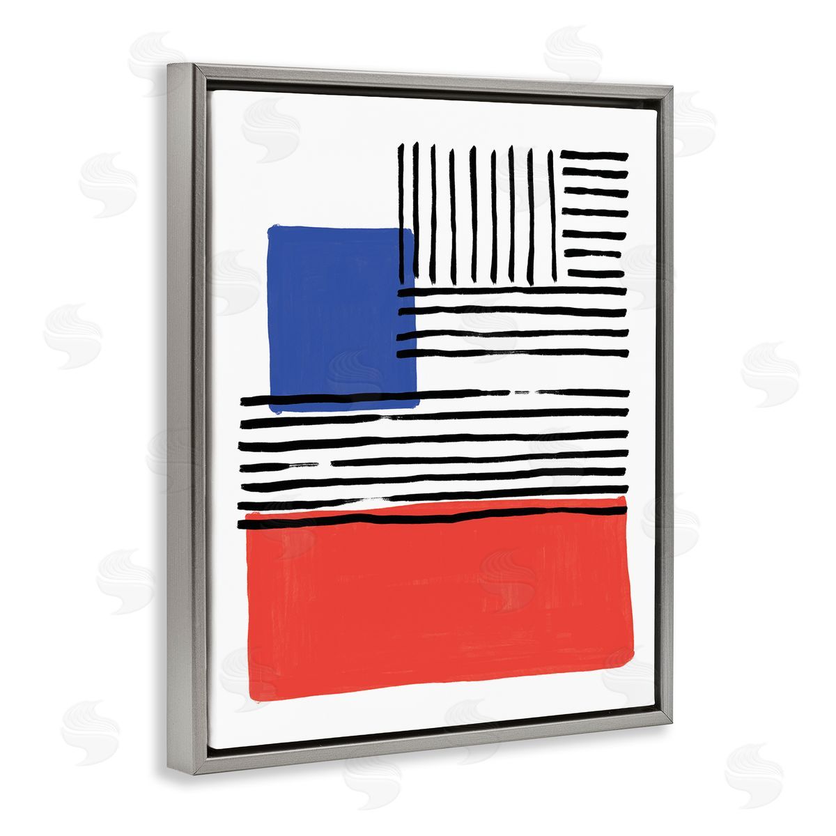 Alison Tauber Abstract Geometric Red Blue Blocks Bold Lines