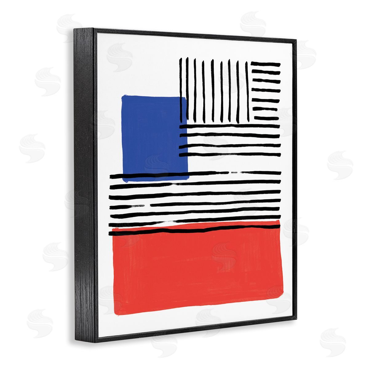 Alison Tauber Abstract Geometric Red Blue Blocks Bold Lines