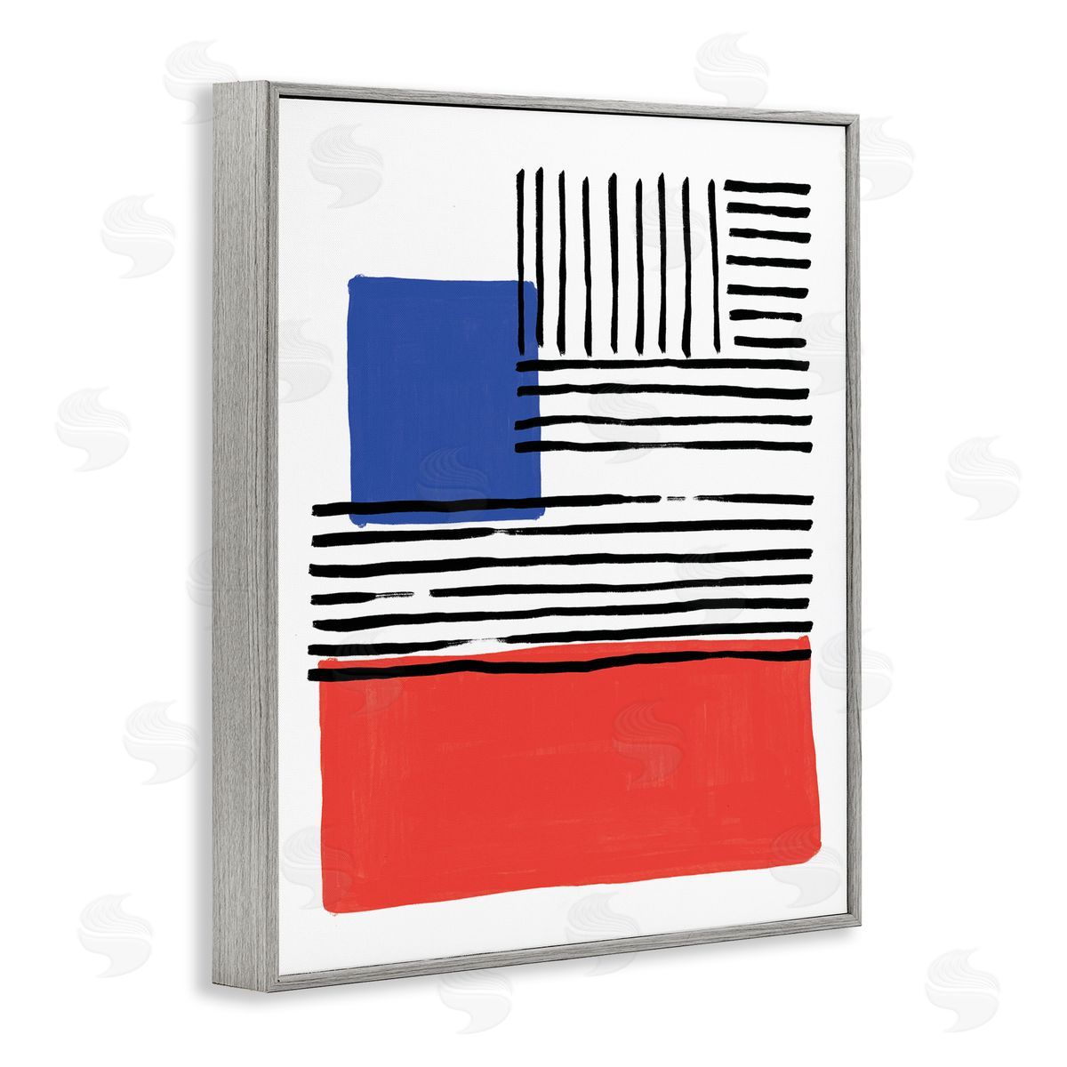 Alison Tauber Abstract Geometric Red Blue Blocks Bold Lines