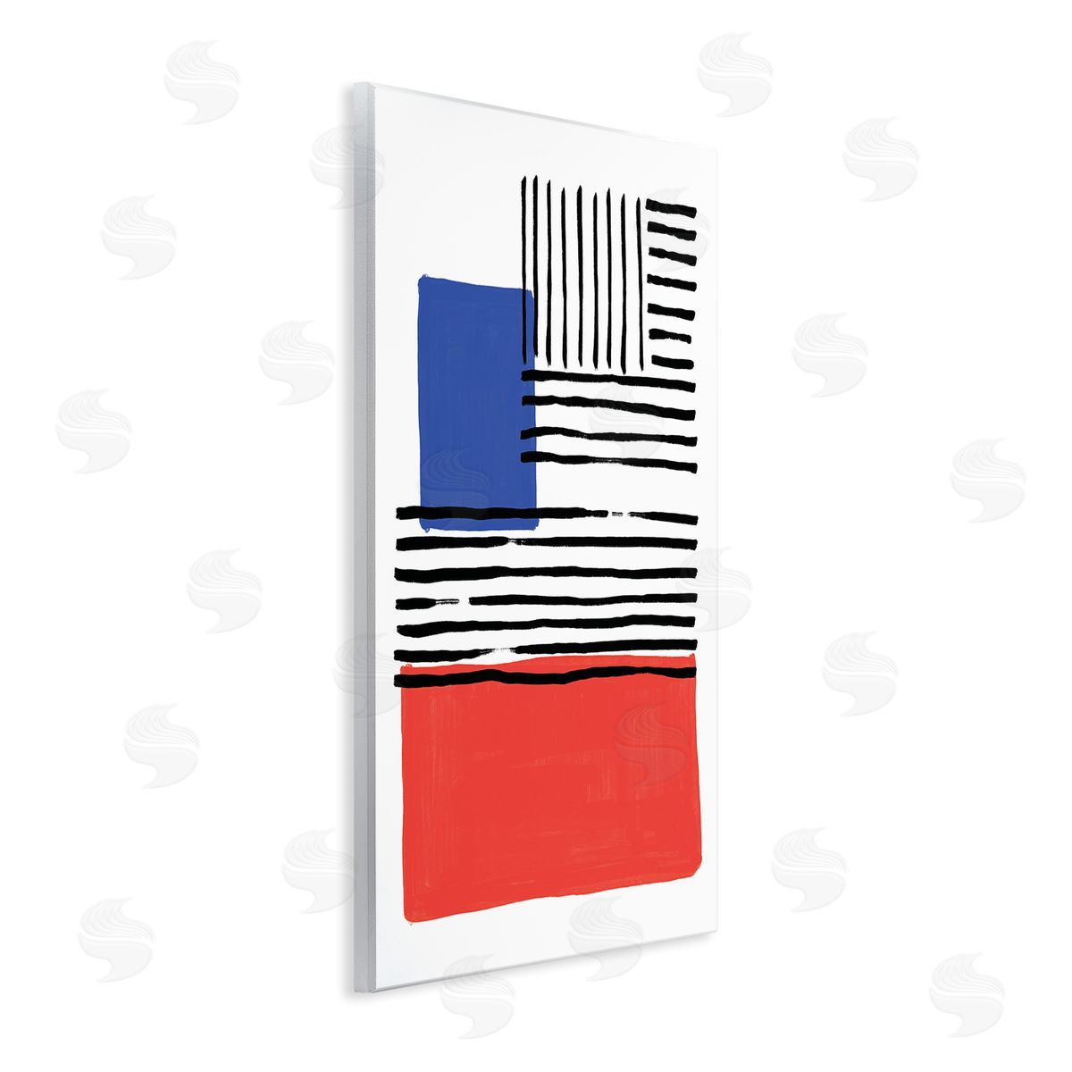 Alison Tauber Abstract Geometric Red Blue Blocks Bold Lines
